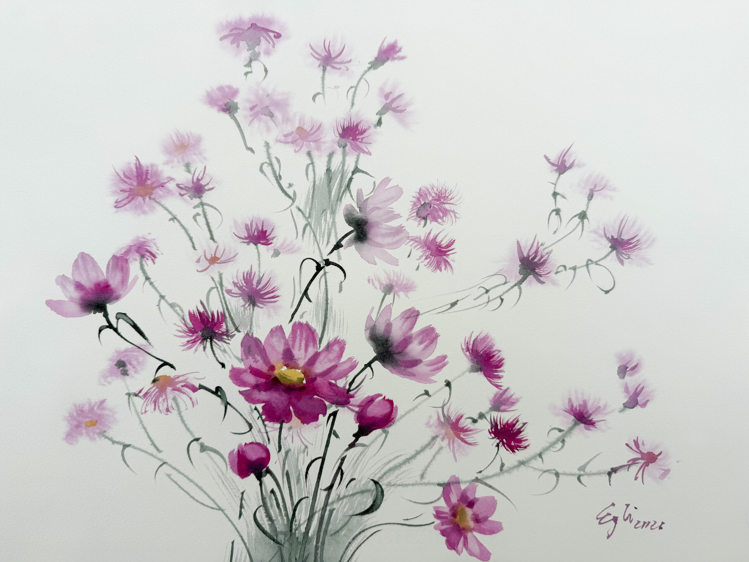 I 8 Flower silhouettes_watercolor